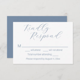 Cartão De Agradecimento Placas RSVP de Casamento Azul Dusty Minimalistas S