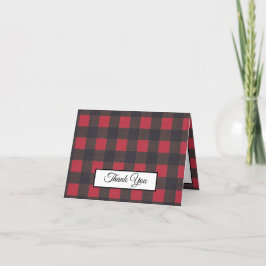 Cartão De Agradecimento plaid rústico vermelho de búfalo lenhador obrigado