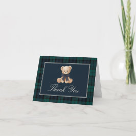 Cartão De Agradecimento Plaid Teddy Bear Baby Shower Thank You Card