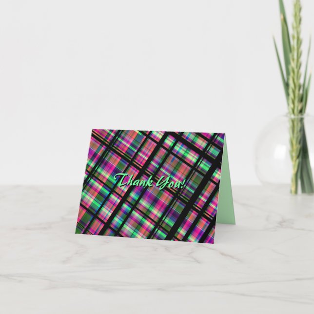 Cartão De Agradecimento Plaid "Thank You!" Note Cards (Frente)
