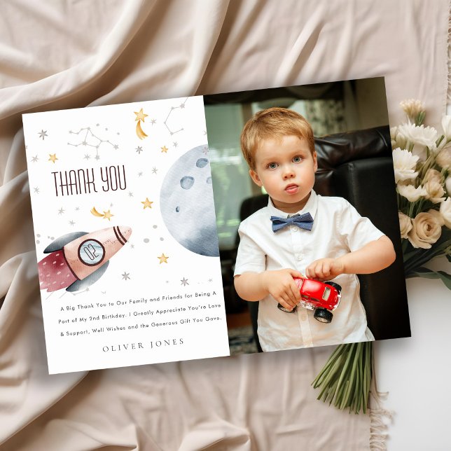 Cartão De Agradecimento Planetas Estrelados do Espaço Exterior Fofo para A (Criador carregado)