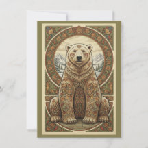 Cartão de agradecimento plano de arte de urso pola