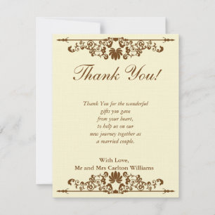 Cartão de Agradecimento Plano de Casamento Marfim/