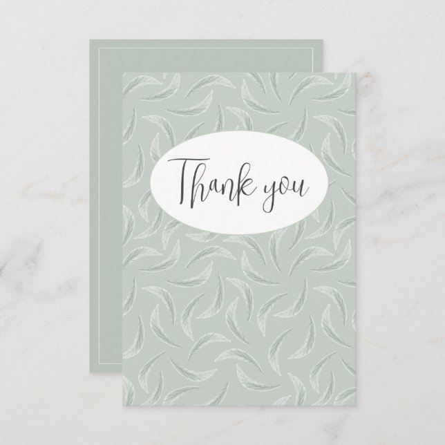 Cartão de Agradecimento Plano de Pena Verde Abstra (Frente/Verso)