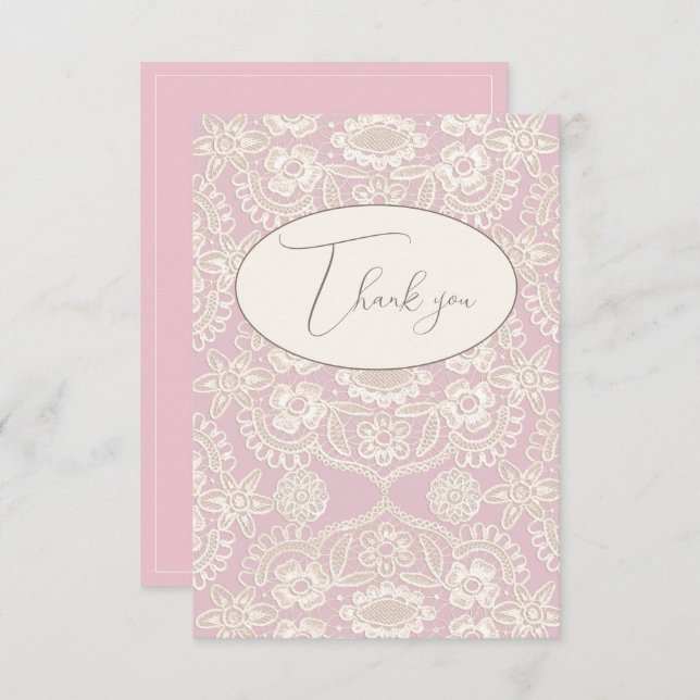 Cartão de Agradecimento Plano de Renda de Lace Fal (Frente/Verso)