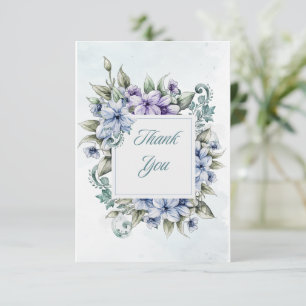 Cartão de Agradecimento Plano Floral Azul