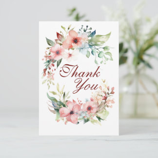 Cartão de Agradecimento Plano Floral Rosa