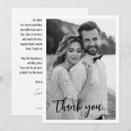 Cartão De Agradecimento 💍Plano Minimalista Elegante com foto