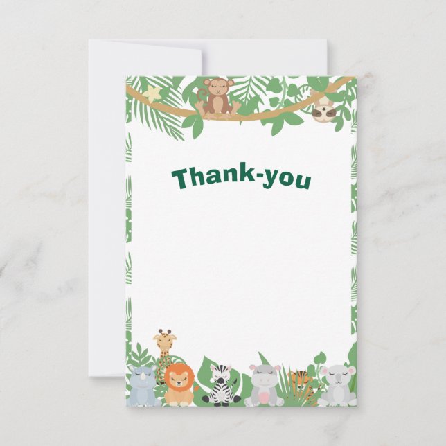 Cartão de Agradecimento Plano para Festa de Animai (Frente)