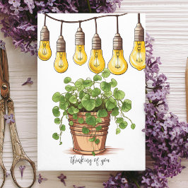 Cartão De Agradecimento Planta Potente com Luzes de Cordas de Jardim
