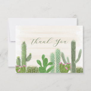 Cartão De Agradecimento Plantas de Cacto Fiesta Aquarela Obrigada