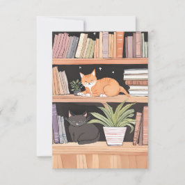 Cartão De Agradecimento Plantas, Gatos E Livros - Estética De Gatos-Livres