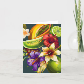 Cartão De Agradecimento Plantas Tropicais De Frutas Flores Pintando Napkin