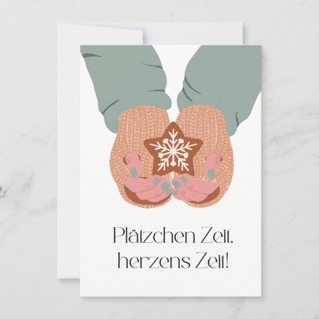 Cartão De Agradecimento Plätzchen Zeit, Herzens Zeit (Frente)