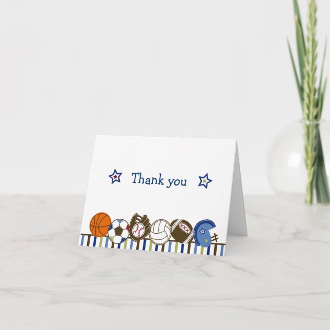 Cartão De Agradecimento Play Ball Sports Thank You Note Cards (Frente)