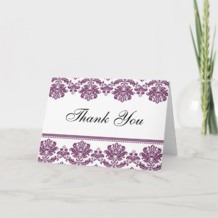 Cartão De Agradecimento Plum Damask Thank You Cards