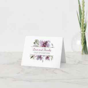 Cartão De Agradecimento Plum Floral Watercolor Casamento Obrigado