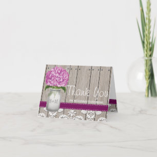 Cartão De Agradecimento Plum Hydrangea Monogrammed Mason Jar OBRIGADO