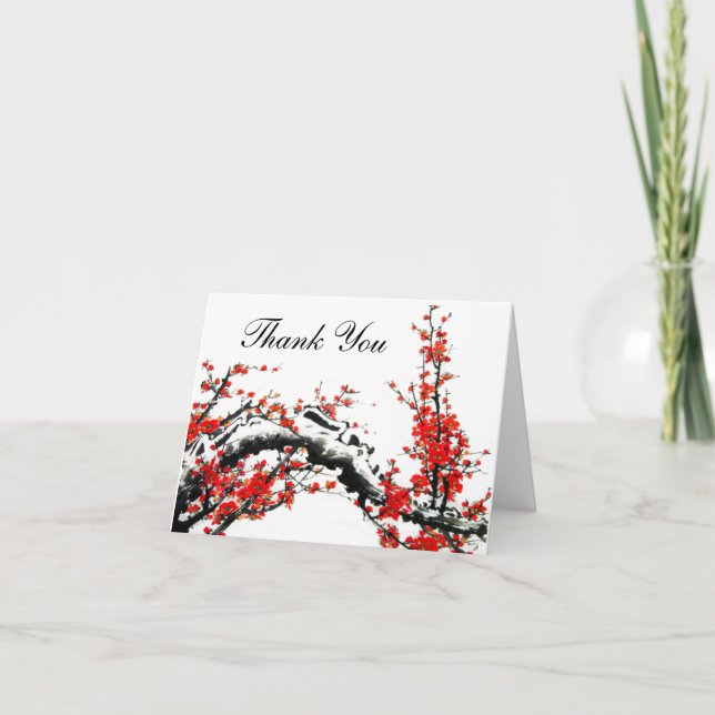 Cartão De Agradecimento Plum Tree Note Card Chinês Antigo (Frente)