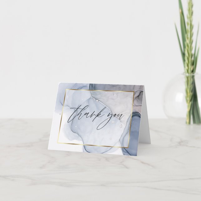 Cartão De Agradecimento Pluma com poeira de tinta de álcool abstrato (Frente)