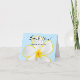 Cartão De Agradecimento Plumeria Tropical, Branca e Amarela, Casamento Flo