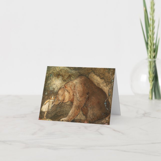 Cartão De Agradecimento Pobre Urso Pequeno de John Bauer (Frente)