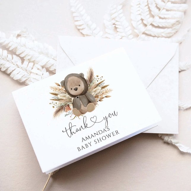 Cartão De Agradecimento Podemos Esperar O Chá de fraldas Do Bear Boho (Criador carregado)