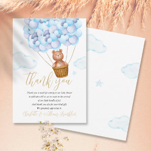 Cartão De Agradecimento Podemos Esperar O Chá de fraldas Do Urso Azul