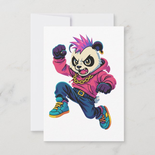 Cartão De Agradecimento Poder do Panda Punk (Frente)