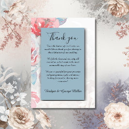 Cartão De Agradecimento poeira azul chic Floral rosa