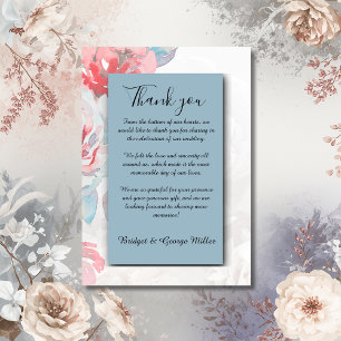 Cartão De Agradecimento poeira azul chic Floral rosa