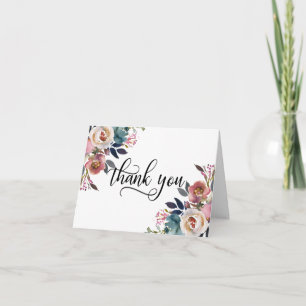 Cartão De Agradecimento Poeira de Rosa em Aquarela Obrigado CASAMENTO Nupc