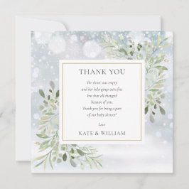 Cartão De Agradecimento Poema de Chuvada de Bebê Folhagem de Inverno