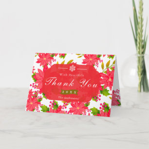 Cartão De Agradecimento Poinsettia de Natal Branca