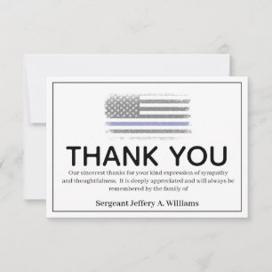 Cartão De Agradecimento Policial - Linha Azul Fino Obrigado Por Serve