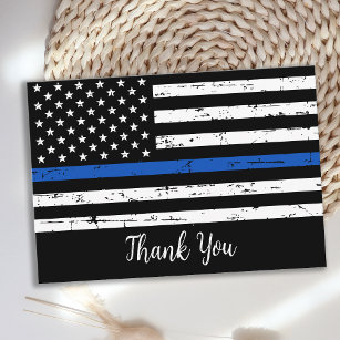 Cartão De Agradecimento Policial Personalizado Linha Azul Fino