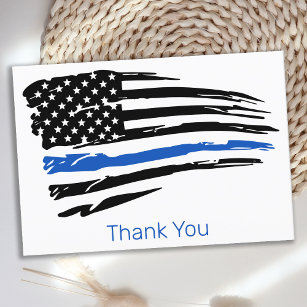 Cartão De Agradecimento Policial Thin Blue Line Polícia