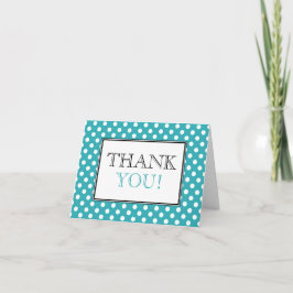 Cartão De Agradecimento Polka Dot Turquoise & White Thank You Card