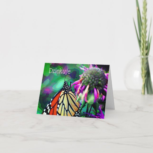 Cartão De Agradecimento Polonês Obrigado Borboleta Arte Personalizada (Frente)