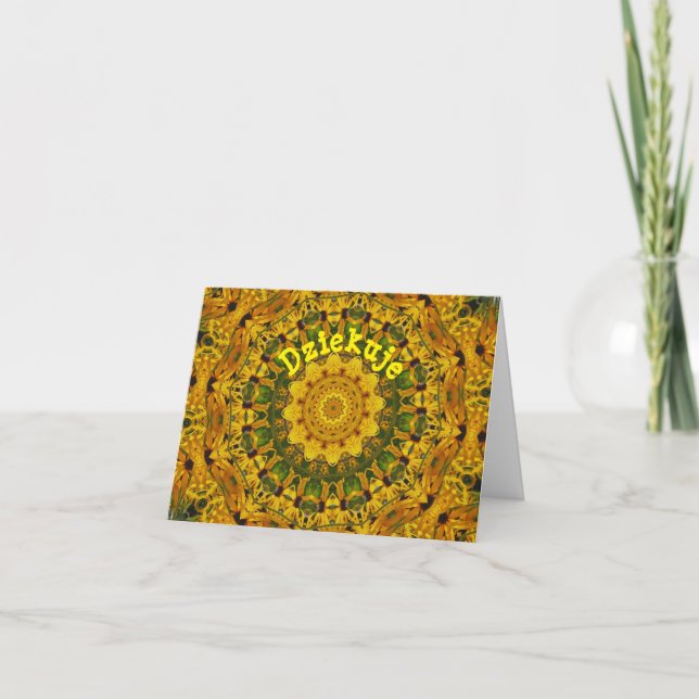 Cartão De Agradecimento Polonês Obrigado Dziekuje Flor Kaleidoscope Card (Frente)