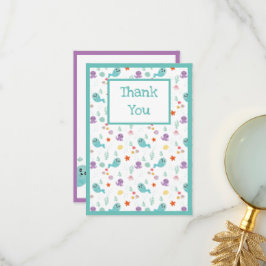 Cartão De Agradecimento Polvo de Peixe Bonito Menino Verde