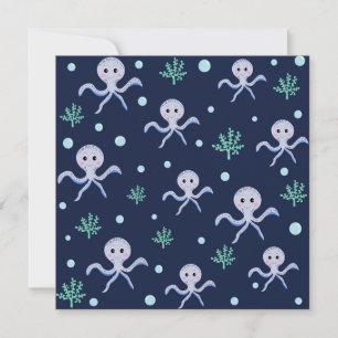 Cartão De Agradecimento Polvo sob o padrão infantil do mar