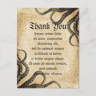 Cartão De Agradecimento Polvo Vintage