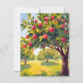 Cartão De Agradecimento Pomar de Maçã Outono Queda Aquarela