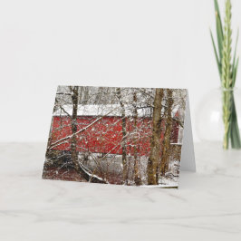 Cartão De Agradecimento Ponte coberta de Snowy Red Ashland em Delaware