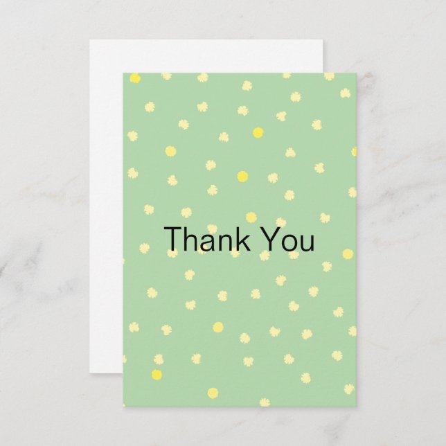 Cartão De Agradecimento pontos amarelos em verde (Frente/Verso)