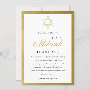 CARTÃO DE AGRADECIMENTO PONTOS DE ÁGUA DO INDIGO AZUL DOURADO BAR MITZVAH