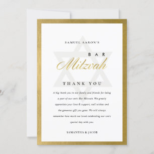 CARTÃO DE AGRADECIMENTO PONTOS DE ÁGUA DO INDIGO AZUL DOURADO BAR MITZVAH