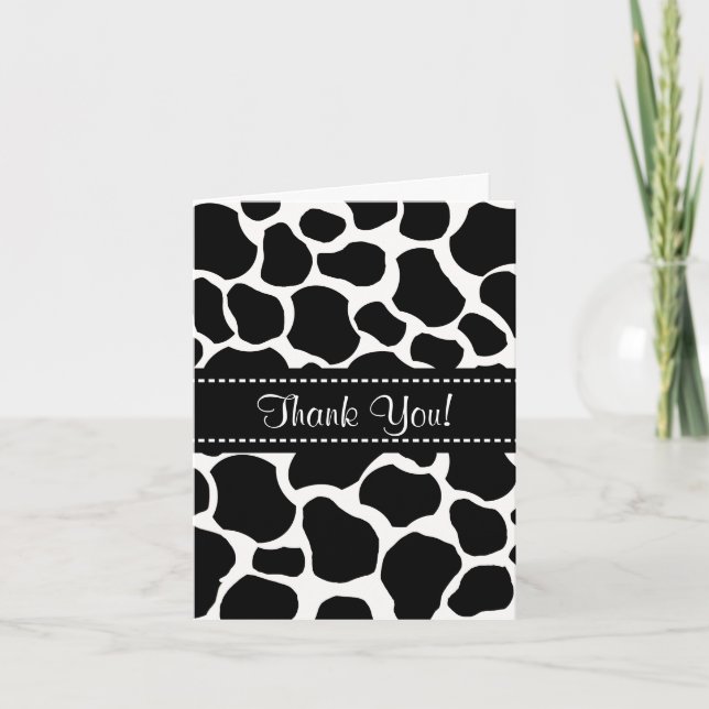 Cartão De Agradecimento Pontos de Vaca Obrigado Nota (Frente)