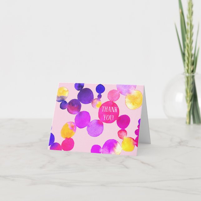 Cartão De Agradecimento Pontos e pontos de aquarela Obrigado a PERSONALIZA (Frente)